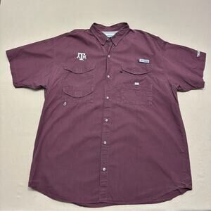 Columbia Men's Maroon Texas A&M Button Down Short Sleeve Shirt Size XXL